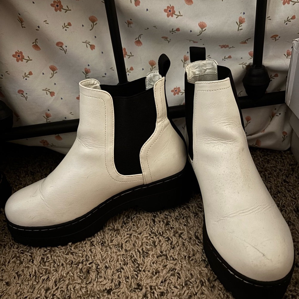 MIA White and Black Ankle Boots